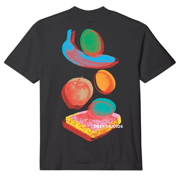 Obey Womens Falling Fruit Tee Pigment Digital Black - Parasol Store