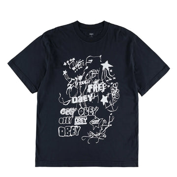 Obey Womens Firework Type Black - Parasol Store