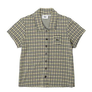 Obey Womens Lila Micro Check S/S Shirt Yellow Multi