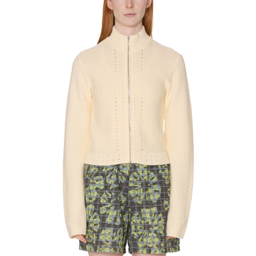 Obey Womens Meredith Mock Zip Sweater Bone