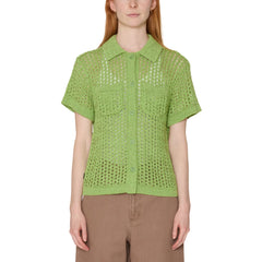Obey Womens Milly Open Knit Sweater Light Green Multi