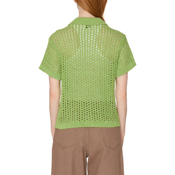 Obey Womens Milly Open Knit Sweater Light Green Multi