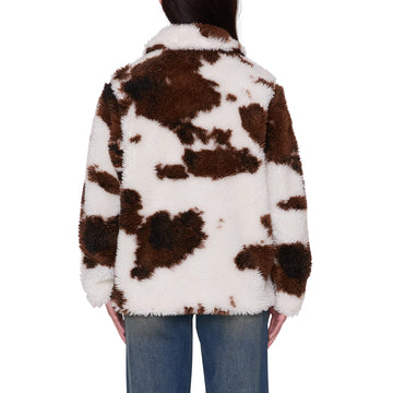 Obey Womens Nolie Sherpa Short Coat Cow Print