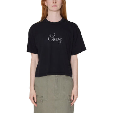 Obey Womens Obey Handwritten S/S T-Shirt Digital Black