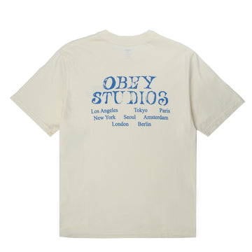 Obey Womens Obey Studio Stamp S/S T-Shirt Unbleached