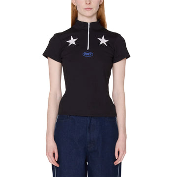 Obey Womens Relay Mock Neck S/S T-Shirt Black