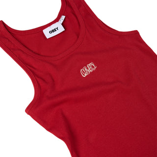 Obey Womens Ribbon Rib Tank Red - Parasol Store