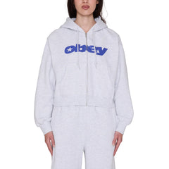 Obey Womens Speed Star Zip Up Ash Heather Grey