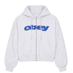 Obey Womens Speed Star Zip Up Ash Heather Grey
