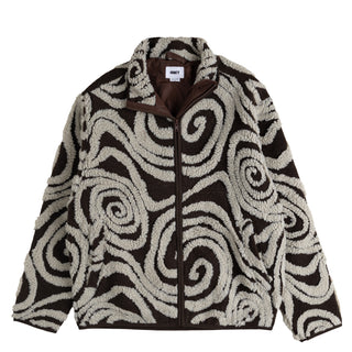 Obey Womens Swirls Jacquard Zip Jacket Brown Multi