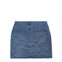 Obey Womens Trinity Wrinkle Denim Skirt Medium Stonewash Indigo Wrinkle