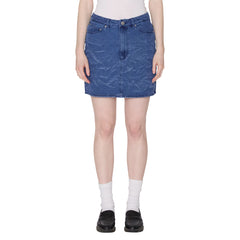 Obey Womens Trinity Wrinkle Denim Skirt Medium Stonewash Indigo Wrinkle