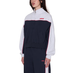 Obey Womens Zeno Mock Neck Zip Up Dark Navy Multi