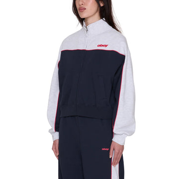 Obey Womens Zeno Mock Neck Zip Up Dark Navy Multi