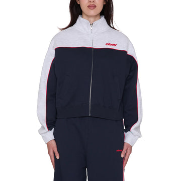 Obey Womens Zeno Mock Neck Zip Up Dark Navy Multi