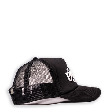 Paired Constellation Puff Print Trucker Cap Black