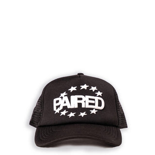 Paired Constellation Puff Print Trucker Cap Black