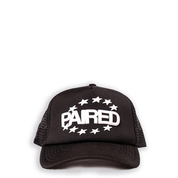 Paired Constellation Puff Print Trucker Cap Black