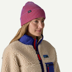 Patagonia Fisherman's Rolled Beanie Contrast Stripe Brisk Purple - Parasol Store