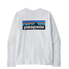 Patagonia L/S P-6 Logo Responsibili-Tee Fiber White