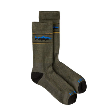 Patagonia Merino Wool Blend Crew Socks Mountain Trout Basin Green