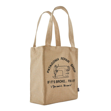 Patagonia Recycled Market Tote Repair Shop Classic Tan