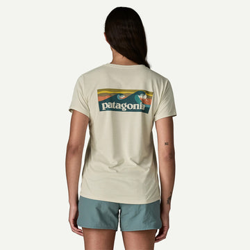 Patagonia Womens Cap Cool Daily Shirt Boardshort Logo Dyno White