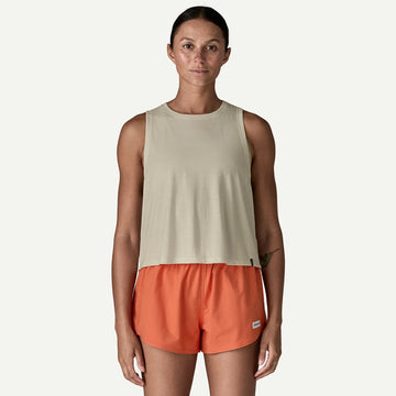 Patagonia Womens Cap Cool Trail Cropped Tank Dyno White