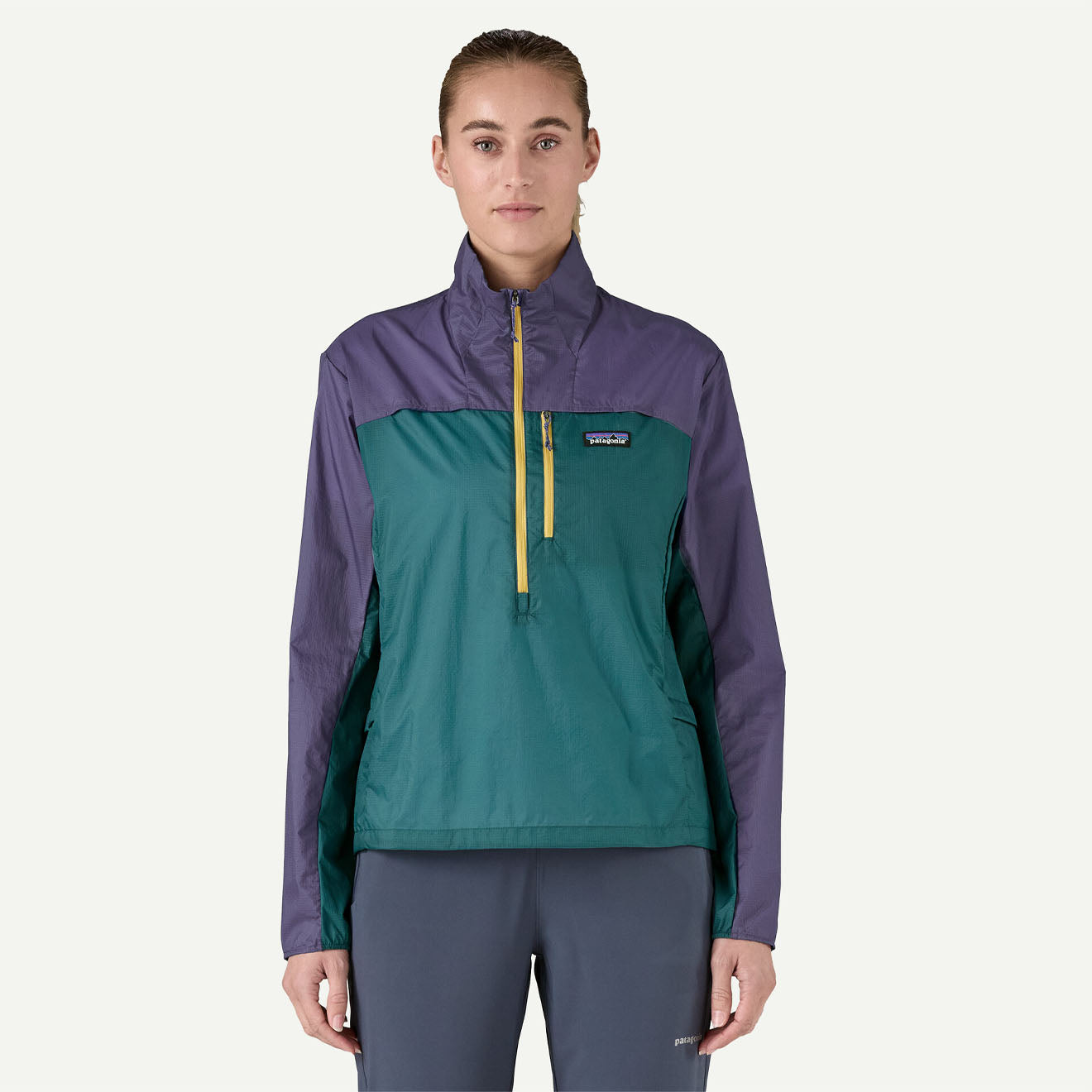 Patagonia Womens Houdini Stash 1/2 Zip Pullover Wetland Blue / Solstice Purple - Parasol Store