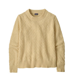 Patagonia Womens Recycled Wool-Blend Crewneck Sweater Chevron Cable Dark Natural - Parasol Store