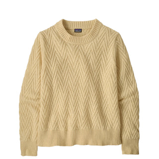 Patagonia Womens Recycled Wool-Blend Crewneck Sweater Chevron Cable Dark Natural