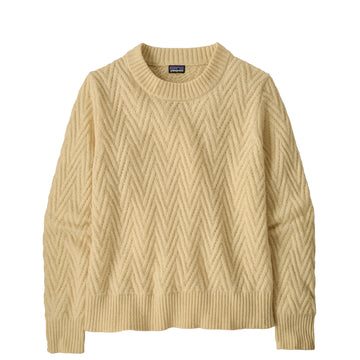 Patagonia Womens Recycled Wool-Blend Crewneck Sweater Chevron Cable Dark Natural