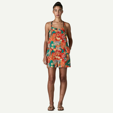 Patagonia Womens Tidal Threads Romper Tropiclimb Hot Ember