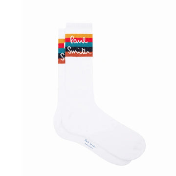 Paul Smith Artist Stripe Logo Socks White - Parasol Store