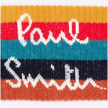 Paul Smith Artist Stripe Logo Socks White - Parasol Store