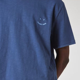 Paul Smith Blanket-Stitch Happy T-Shirt BLue - Parasol Store