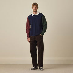 Paul Smith Cotton-Blend Colour-Block Rugby Top Navy