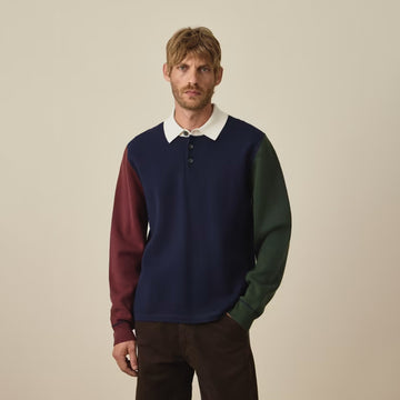 Paul Smith Cotton-Blend Colour-Block Rugby Top Navy