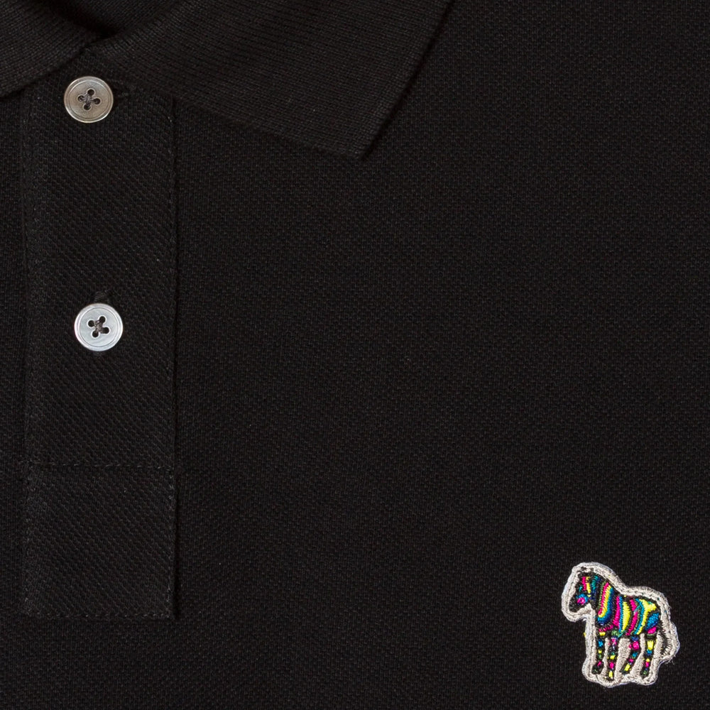 Paul Smith Cotton-Piqué Zebra Logo Polo Shirt Black - Parasol Store
