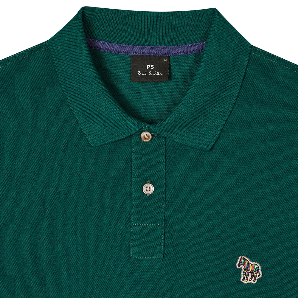 Paul Smith Cotton-Pique Zebra Logo Polo Shirt Teal - Parasol Store