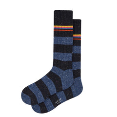 Paul Smith Cotton-Silk Blend Chunky Signature Stripe Socks Black - Parasol Store