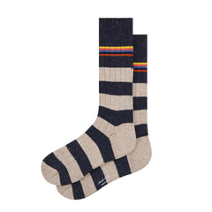 Paul Smith Cotton-Silk Blend Chunky Signature Stripe Socks Dark Blue - Parasol Store