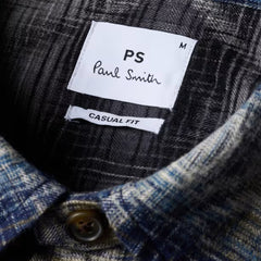 Paul Smith Cotton Jacquard Check Overshirt Blue