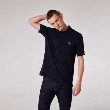 Paul Smith Cotton Zebra Logo Polo Shirt Dark Navy - Parasol Store