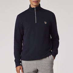 Paul Smith Cotton Zebra Logo Zip-Neck Sweatshirt Navy Blue - Parasol Store