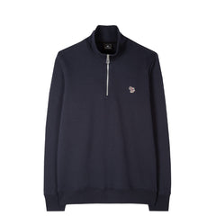 Paul Smith Cotton Zebra Logo Zip-Neck Sweatshirt Navy Blue - Parasol Store
