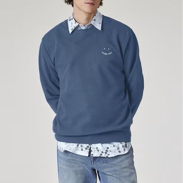 Paul Smith Happy Blanket-Stitch Sweatshirt Petrol Blue - Parasol Store