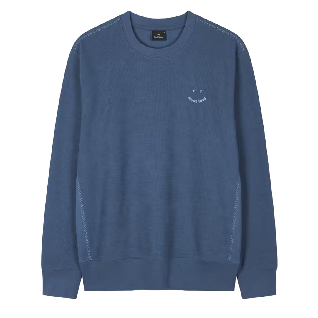 Paul Smith Happy Blanket-Stitch Sweatshirt Petrol Blue - Parasol Store