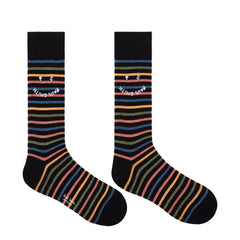 Paul Smith Happy Stripe Socks Black - Parasol Store