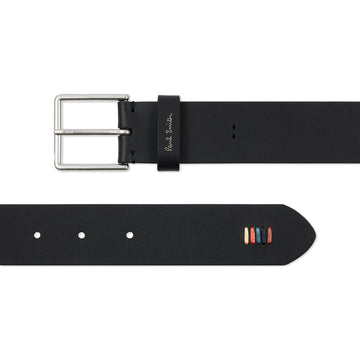 Paul Smith Leather Artist Stripe Stitch Belt Black